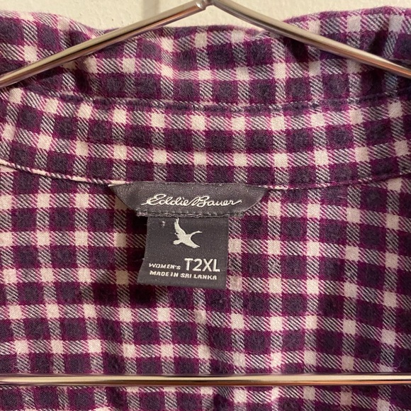 Women's Eddie Bauer Pink Purple Button-Front Flannel Style Shirt Size 2XL Tall - Picture 2 of 3